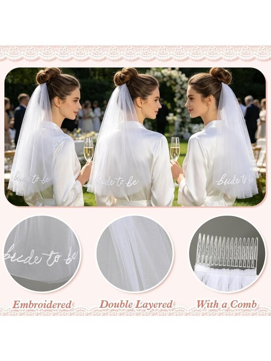Women\'s Simple White Tulle Polyester Embroidered Bride To Be Veil Hair Clip main image 5